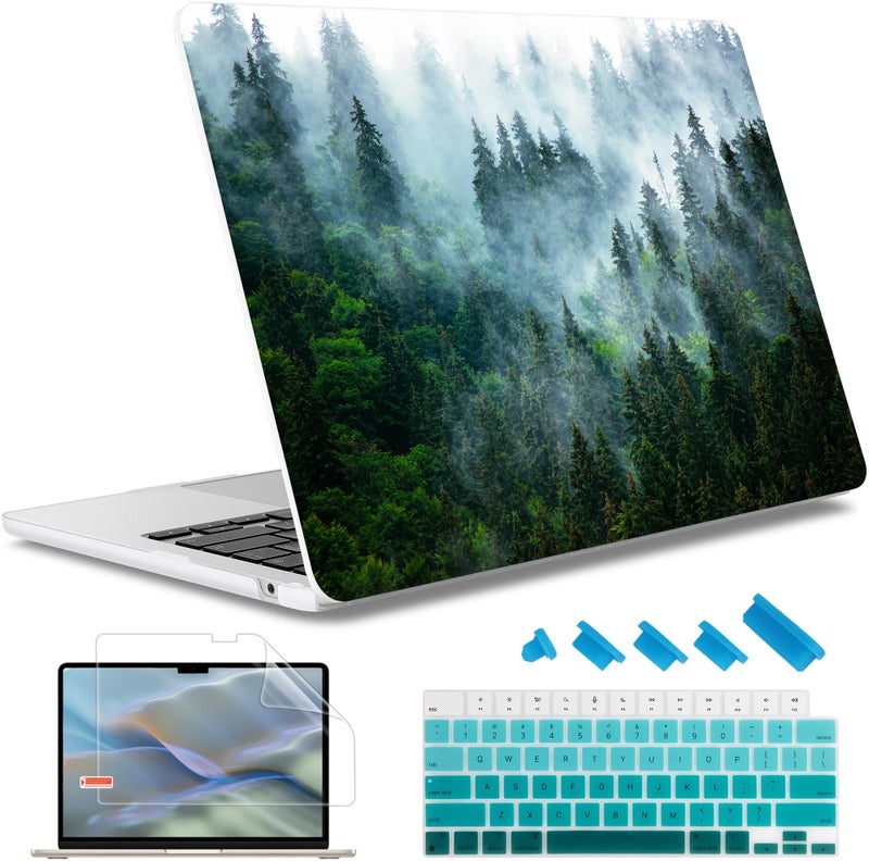 May Chen Compatible with MacBook Air 13.6 Inch Case 2024 2023 2022 Release Model A3113 M3 A2681 M2 Chip  Plastic Hard Shell Case for MacBook Air 13.6"" with Liquid Retina Display  Forest - Image 1